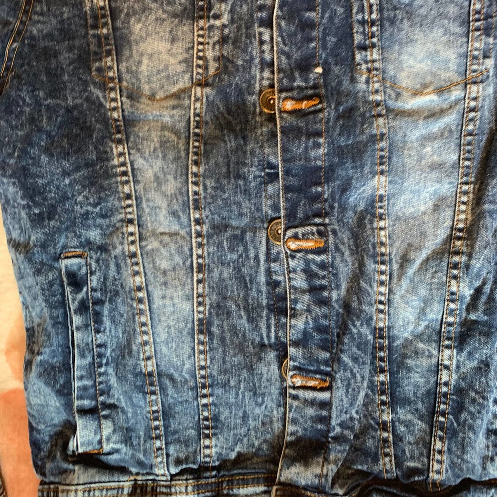Black Pike Blue Denim Jean Jacket Size L - Picture 3 of 12